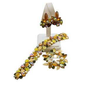Stunning Signed Kramer Of Ny Molded Glass Parure (A7915)